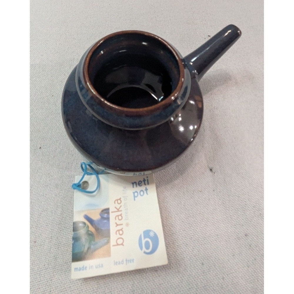 Baraka Neti Pot Ceramic Unisex OS Blue Excellent Handcrafted Sinus Rinse USA - Picture 8 of 9